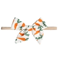 Fascia per capelli neonata in nylon con fiocco bianco e stampe di carote - MB871 Fiocco Carota