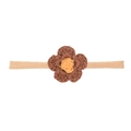 Handmade crochet flower baby headband with brown petals and high elastic nylon band - Brown & Yellow Daisy Crochet Style