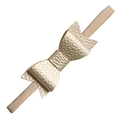 Baby Haarband mit Schleife in Champagner-Gold und elastischem Nylon-Stirnband - MB124 Gold Kunstleder Schleife