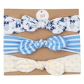 3-pack infant headbands featuring blue bulldog, stripes, and yellow polka dot bows - MS1951 Lucky Puppy
