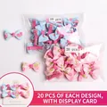 Set of 40 floral and polka dot bow hair clips for babies in blue and pink colors - 40Pcs Pack / Blue And Pink Pattern (MS2270)