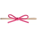 Graziosa fascia per neonati con fiocco in velluto rosso rosa e fascia elastica beige - Fiocchetto Rosa Rosso (MB151)