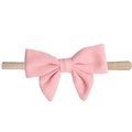 Rosa Baby-Haarband mit Stoffschleife und weichem, hochdehnbarem Nylonband für Babys - Rosa Stoffschleife Stil (MB135)