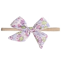 Rosa geblümtes Baby-Stirnband mit weichem hautfarbenem Nylonband für kleine Mädchen - Lila Kleine Blumenschleife Stil (MB136)