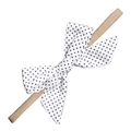 Bandeau bébé avec bande élastique beige et grand nœud à pois noirs et blancs - MB123 Nœud à Pois Noir et Blanc
