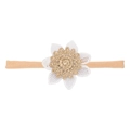 Baby seamless headband with double-layered lace flower and gold metallic details - White Lace & Gold Flower Style