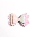 Pink and purple glitter bow hair clip with scalloped edges for girls and kids - Fashion Bowknot (MC2818)