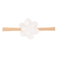 Seamless baby headband featuring a delicate white layered fabric flower on a soft beige strap - Pure White Layered Fabric Flower Style