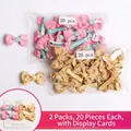 40-piece bow hair clips set with pink polka dots and yellow floral ribbon patterns - 40Pcs Pack / Pink And Yellow Flowers (MS2274)
