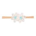 Cute baby hairband with white lace flowers and light blue embroidery details - Blue Center White Lilac Embroidery