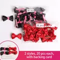Set of 40 polka dot ribbon bow hair clips for babies with display cards in two colors - 40Pcs Pack / Black And Red Dot (MS2278)