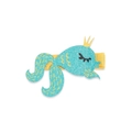 Détail de la barrette poisson bleu pailleté pour enfants avec couronne et ruban - Style Princesse Baleine (MC530)