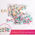 Set of 40 girls bow hair clips featuring pink stripes and colorful polka dot patterns - 40Pcs Pack / Pink Red White and Blue (MS2281)