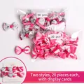 40-piece bow hair clips set for babies featuring pink stripes and floral patterns - 40Pcs Pack / Pink Vintage Style (MS2282)