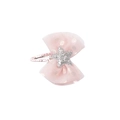 Fiocco in rete a pois rosa con stella glitterata argento per bambine e ragazze - Fiocco in Rete Morbida a Pois Colorati (MC2111) / Rosa