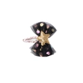 Fermaglio a fiocco in rete a pois con stella dorata e molletta a becco rosa glitter - Fiocco in Rete Morbida a Pois Colorati (MC2112) / Nero