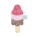 Fermaglio per capelli a forma di gelato glitterato per bambine con paillettes e fiocco - MC581 Gelato Rosa