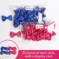 Set of 40 baby hair clips featuring blue ribbed ribbon and pink polka dot bow designs - 40Pcs Pack / Rose Red Polka Dot and Blue (MS2287)