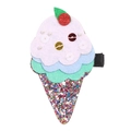 Molletta per capelli a forma di gelato con paillettes colorate e dettaglio di perle - MC587 Cono tricolore extra large