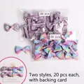 Set of 40 children's bow hair clips featuring purple floral and rainbow gradient designs - 40Pcs Pack / Purple Floral Rainbow (MS2288)