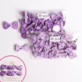 Set of 40 purple floral and heart pattern bow hair clips for babies with display cards - 40Pcs Pack / Purple Heart Pattern (MS2289)
