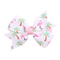 Kids grosgrain ribbon hair clip with tropical pink flamingo and palm tree prints - Flamingo Pinwheel Butterfly (MC2424)