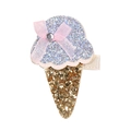 Fermaglio per capelli a forma di gelato con glitter blu e fiocco in nastro rosa - MC584 Cono con strass stella blu