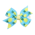 Sky blue windmill butterfly hair clip with pineapple print and fabric-covered grip - Pineapple Pinwheel Butterfly (MC2425)