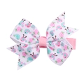 Children's handmade hair clip with pink rose and blue bird floral ribbon pattern - Bird Pinwheel Butterfly (MC2426)