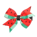 Barrette à cheveux nœud motif pastèque avec ruban rouge et vert pour filles été - - / Papillon Moulin à Vent Pastèque (MC2428)