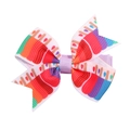 Pince à cheveux papillon en ruban gros-grain arc-en-ciel pour filles avec centre lilas - - / Papillon Moulin à Vent Glace Arc-en-ciel (MC2429)
