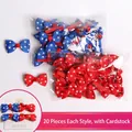 Set of 40 handmade star pattern hair bows for babies in red and blue ribbon styles - 40Pcs Pack / Red And Blue Stars (MS2293)