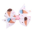 Barrette à nœud papillon rose et blanc avec imprimé glace et texture ruban - - / Papillon Moulin à Vent Glace (MC2430)