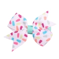 Barrette à cheveux pour enfants avec nœud à motifs de glaces et centre vert menthe - - / Papillon Moulin à Vent Cône de Glace (MC2431)