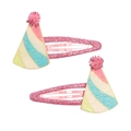 Pinzas de pelo de sombrero de fiesta rosa con purpurina y pompones suaves para niñas - Lindo Gorro De Navidad (MC519)