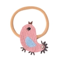 Cute pink knitted bird hair band with blue wings and elastic khaki rope for girls - Pink Bird (MB1511)