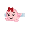 Pink cartoon whale embroidery hair clip with red bow and blue ribbon detail - Baby Whale