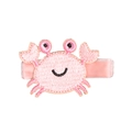 Pink cartoon crab embroidery hair clip with soft velvet ribbon for girls hair accessories - Little Crab