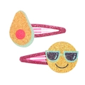 Glitzernde Haarspangen-Set mit Avocado und Smiley-Motiv für Mädchen in Rosa - Sommer Avocado (MC523)
