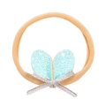 Fascia elastica per neonati con orecchie a cuore in paillettes azzurre e glitter argento - Orecchie Blu Luccicanti