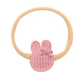 Bandeau lapin rose tricoté avec nœud scintillant pour filles et tout-petits - Lapin Rose (MB1522)