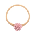 Bandeau élastique pour bébé avec une fleur en mousseline rose sur nylon sans couture - Boule en Maille Rose (MB1523)