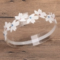 Elegante fascia per capelli in pizzo bianco con strass colorati ed elastico per bambini - Stile Foglia di Acero
