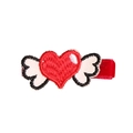 Pinza para el pelo con corazón rojo bordado y alas sobre base de metal - Corazón Ángel (MC480)