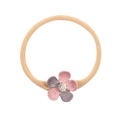 Bandeau bébé mignon avec fleur en tricot rose et gris et strass scintillant - Fleur de Prunier Rose Gris (MB1524)