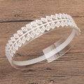 Fascia per capelli in pizzo bianco per bambine con foglie e cinturino elastico - Stile Foglia d'Olivo