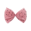 Fermaglio per capelli in tulle rosa con pois neri per bambine in stile principessa - Rosa a Pois