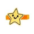 Pinza de estrella amarilla con purpurina, cara sonriente bordada y base de terciopelo - Pequeña Estrella (MC486)