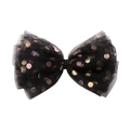 Fiocco per capelli in tulle nero per bambine con paillettes a pois cangianti colorati - Mc1336 Pois Neri / -