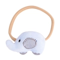 Elastic baby headband with cute light blue plush elephant and seamless nylon band - Stuffed Magic Elephant